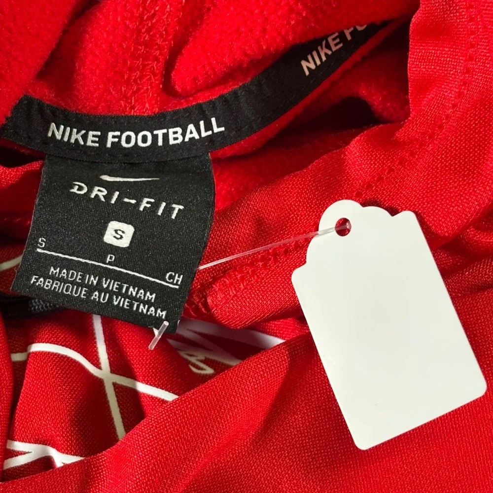 Nike Dri Fit Football Hoodie Red Athletic‎ Pullover Long Sleeve Size S CW3365